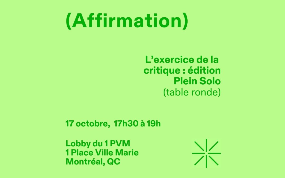 Live critique: Plein solo edition – (Affirmation)